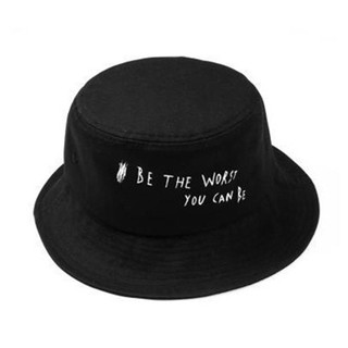Mũ bucket đen thêu chữ be the worst you can be