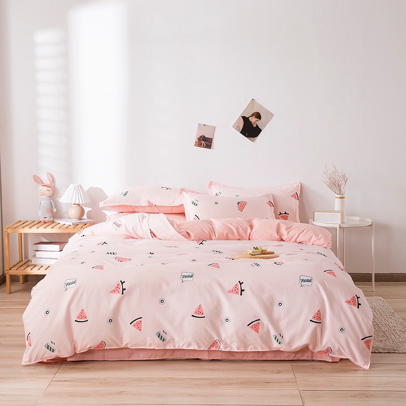 Vỏ Chăn Cotton Poly Nhiều Họa Tiết Lồng Được Ruột, có dây buộc 4 góc ( Được Chọn Mẫu) Tách Set 5  Món Happy Bedding