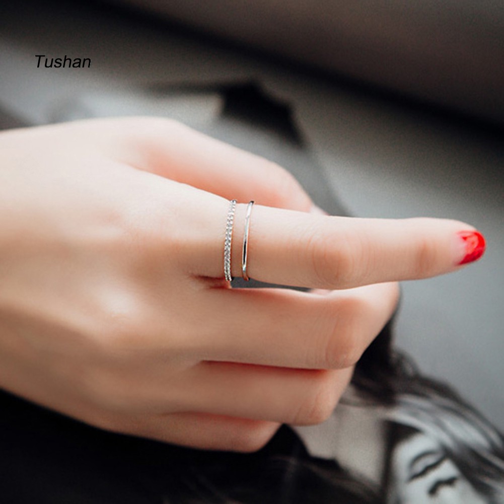 Ống Xả Khí Thải Chuyên Dụng Chất Lượng CaoNhẫn Hở Hai Lớp Đính Đá Đơn Giản Cho Nữ