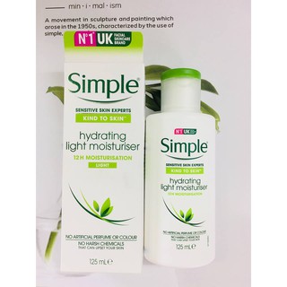 Kem Dưỡng Ẩm Simple Kind To Skin Hydrating Light Moisturiser cho da hh dầu, dầu, làm mềm mịn hiệu quả
