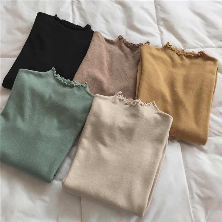 NUZIRO  Áo len thời trang nữ dài tay màu sắc đơn giản