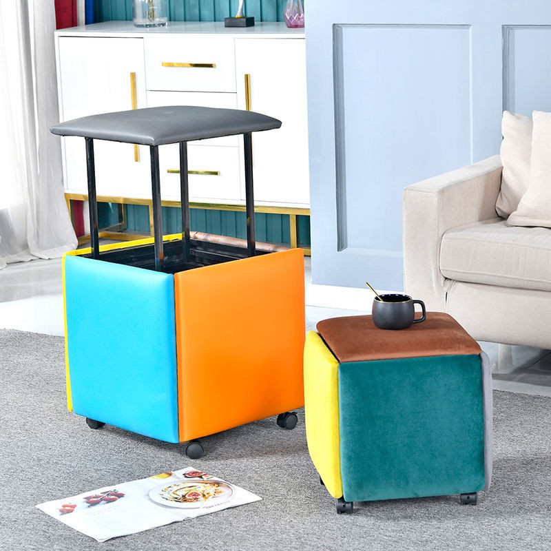 Bán trước✸Đa chức năng Rubik s Cube Combination Stool Creative Small Square Shoe Bộ bàn ăn 5 trong một Nordic