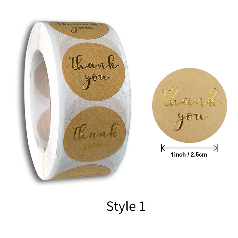 Cuộn 500 hình dán in chữ Thank You dùng cho trang trí dễ thương