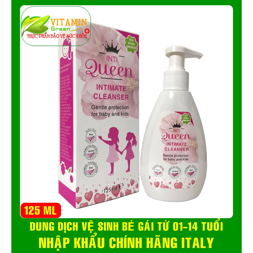 INTI QUEEN INTIMATE CLEANSER DUNG DỊCH VỆ SINH CHO BÉ GÁI TỪ 01 ĐẾN 14 TUỔI | NHẬP KHẢU CHÍNH HÃNG ITALY