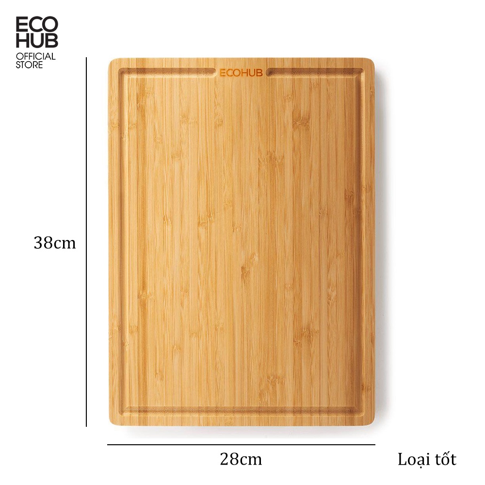 Thớt gỗ tre tự nhiên ECOHUB có tay cầm size 28x38cm | EH099 (Bamboo Cutting Board)