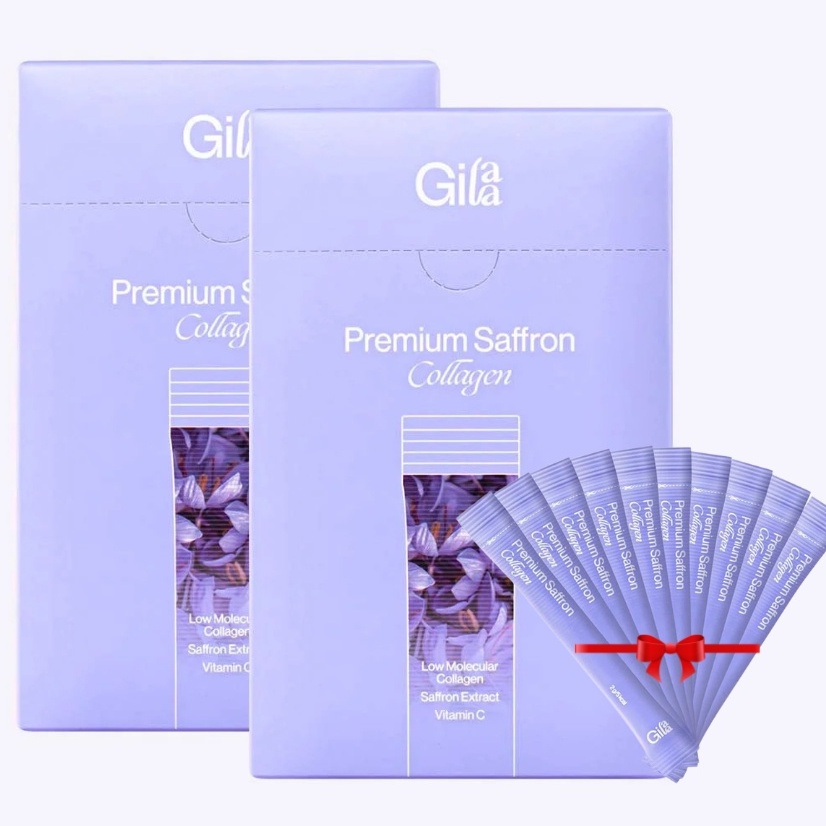(Tặng bông tẩy trang) Combo Tiết Kiệm 2 Hộp Bột Uống Collagen Cao Cấp Gilaa Premium Saffron Collagen