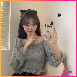 Áo Sơ Mi Nữ, Áo Croptop Bánh Bèo Chất Voan Chiffon Hoạ Tiết Hoa Nhí Ulzzang