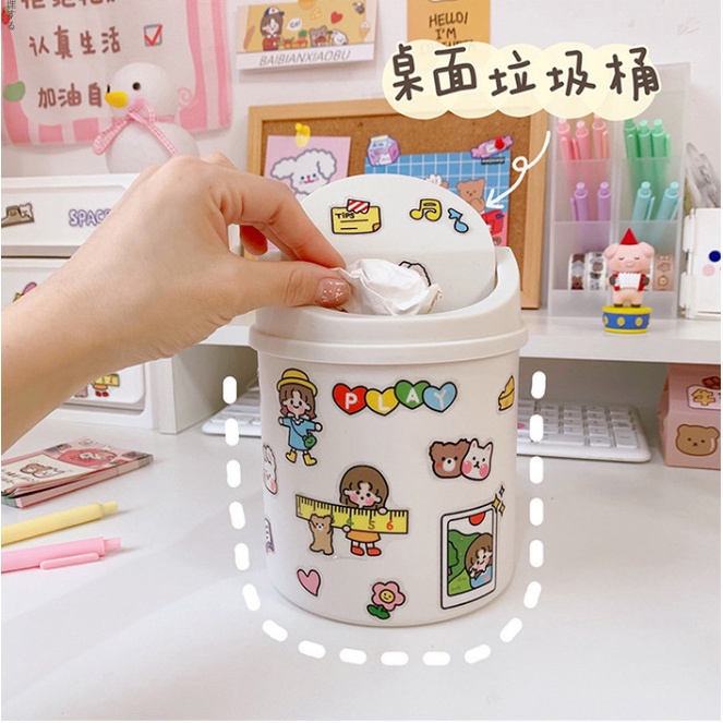 Ống cắm bút để bàn kiêm Thùng rác mini kiêm tiện lợi BAG U (tặng kèm sticker trang trí)