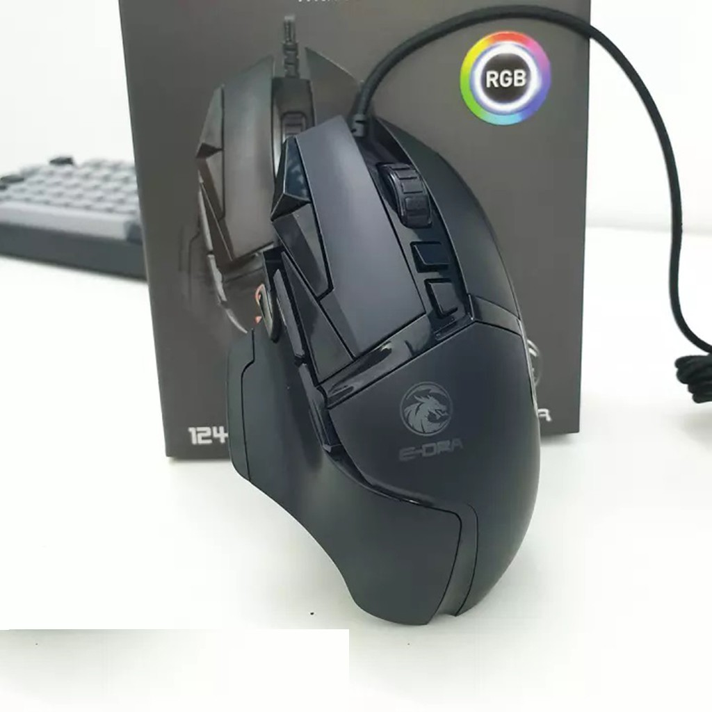 [ Giá gốc ] Chuột Gaming EDRA EM6502   Độ bền 50 triệu lượt bấm  Chống nước  12400 DPI  LED RGB  BH 24 T