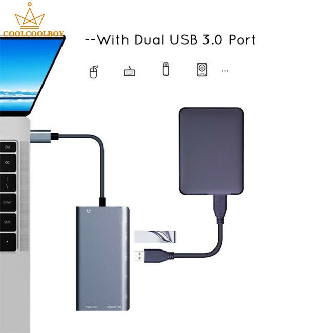 Trạm Chuyển Đổi Usb-C Sang Hdmi Vga Hub Đa Chức Năng