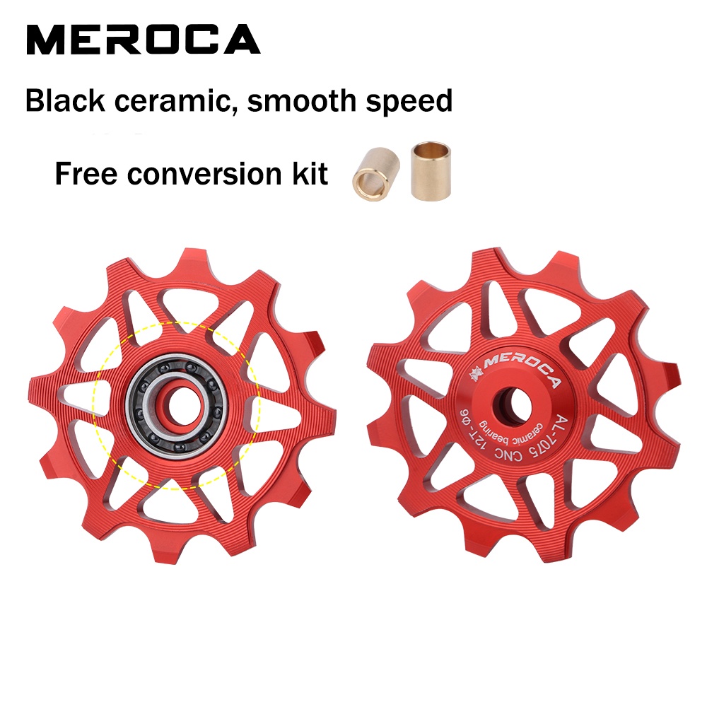 MEROCA Bánh Xe Đua Xe Đạp 12T 14T Ròng Rọc Hợp Kim Nhôm Vòng Bi Gốm Kín Bánh Xe Dẫn Hướng Cùi Đề Sau Xe Đạp Leo Núi Thích Hợp Cho Tốc Độ 8/9/10/11