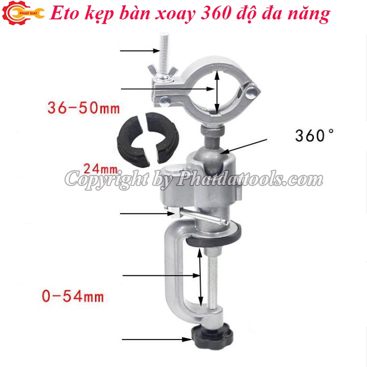 Eto kẹp bàn xoay 360 độ AT-6075 - Kẹp máy khoan hoặc vật liệu gia công - Chất liệu hợp kim nhôm cao cấp