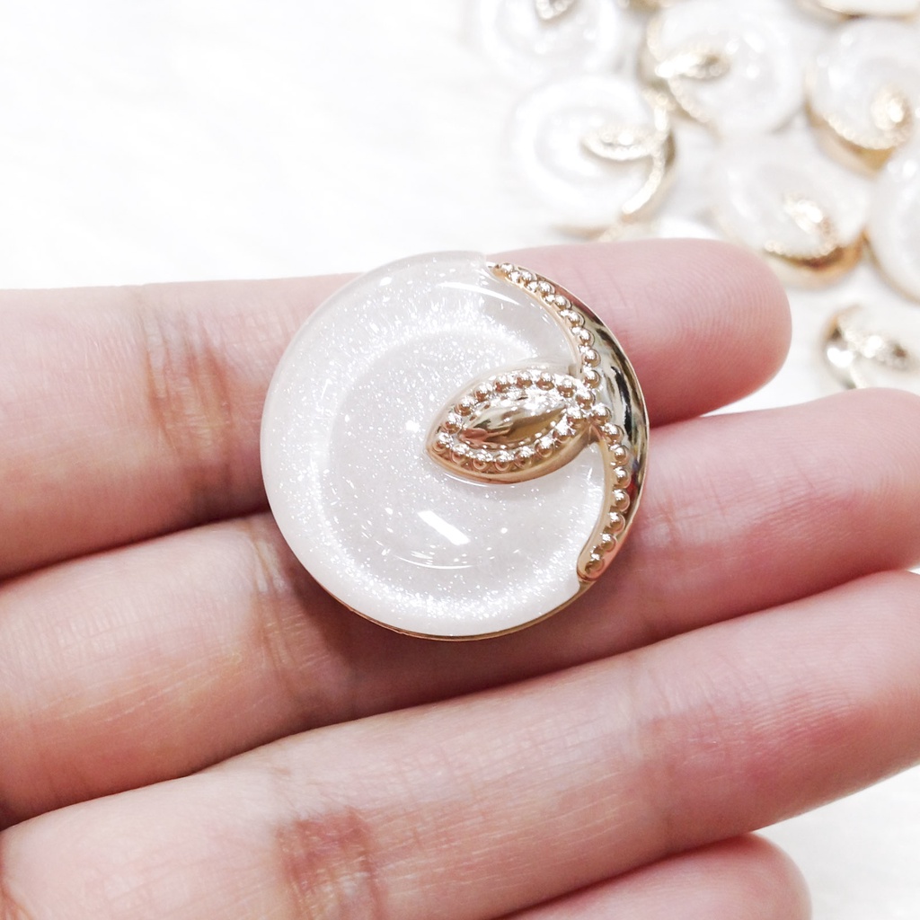 Nút áo dạ khuy veston ánh xà cừ kim tuyến thạch mắt mèo lấp lánh viền vàng Cúc tweed sang trọng