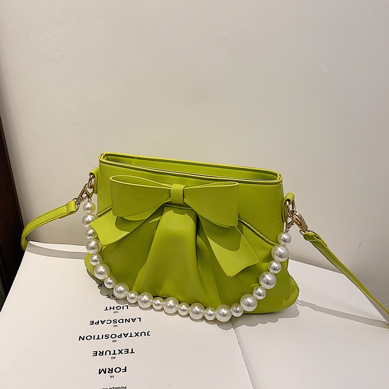 Túi đeo vai IELGY đính nơ và hạt ngọc trai nhân tạo phong cách Hàn Quốc thời trang dành cho nữ