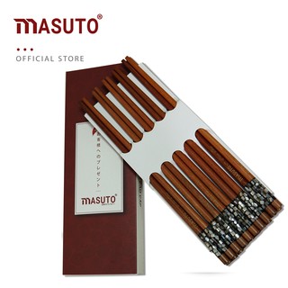 HÀNG XUẤT NHẬT Đũa tròn Gỗ Cẩm Khảm Trai cao cấp Masuto hộp 10 đôi gỗ cẩm thumbnail