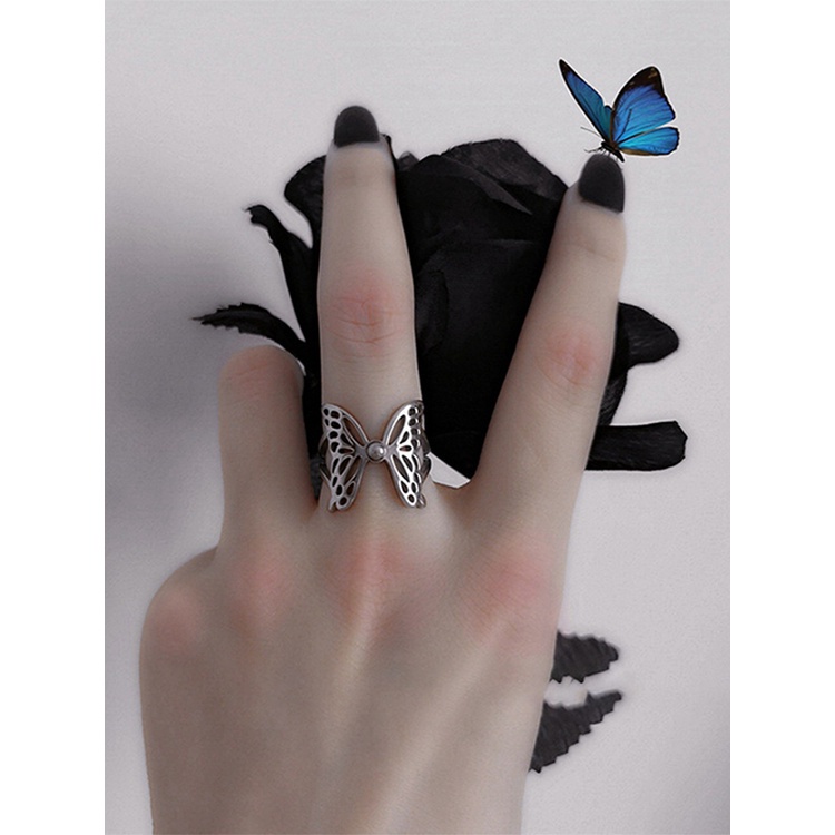 Tmdbyx Nhẫn đeo tay kim loại hình bướm màu sắc vintage cho nữ