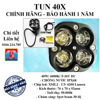 [TẶNG CÔNG TẮC ON OFF) 1 Đèn Led Tun 40X siêu sáng chính hãng Tun Việt Nam - bảo hành 1 năm - 3T Racing