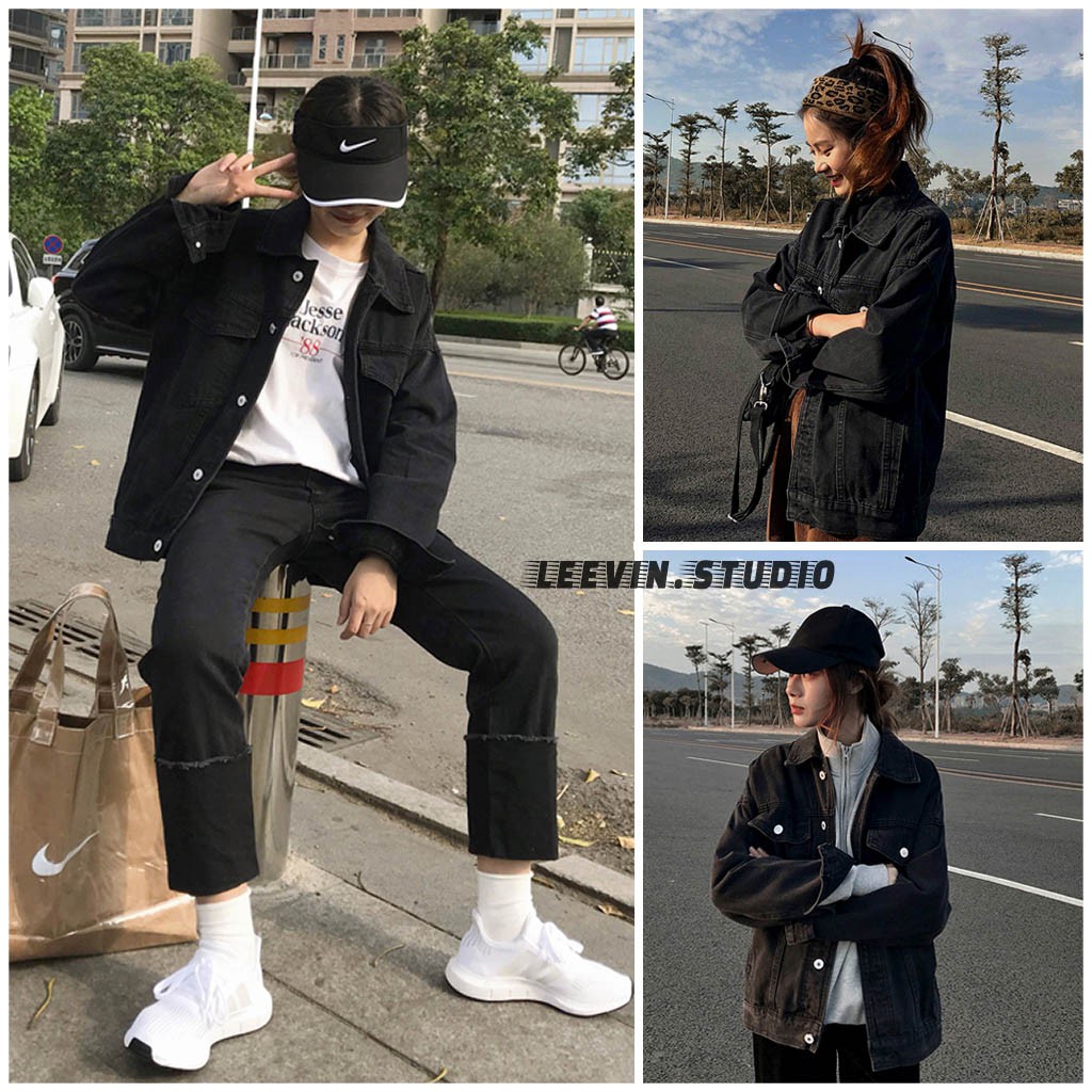 Áo Khoác Jean Unisex Outfits Nam Nữ Form Rộng (Kèm hình thật + Video) - Áo khoác bò Leevin Store