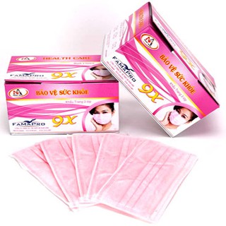 Bộ 5 Hộp Khẩu Trang Y Tế 3 Lớp Nam Anh 9X Màu Hồng Hộp 50 Cái Cao Cấp ( Chính Hãng)