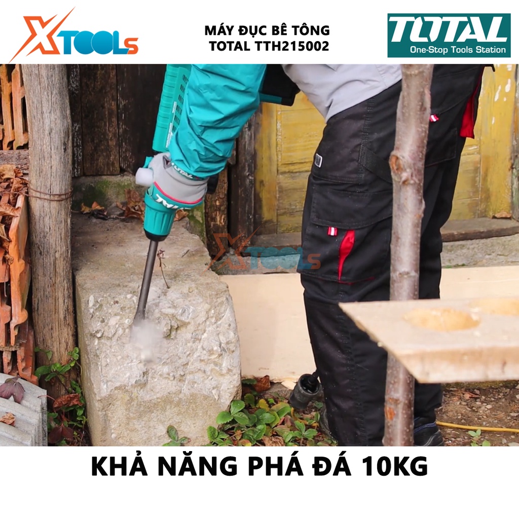 Máy đục bê tông TOTAL TH215002 | máy khoan đục công suất 1500W tốc độ đập 1100-1900 bpm lực va đập 6 - 25J [CHÍNH HÃNG]
