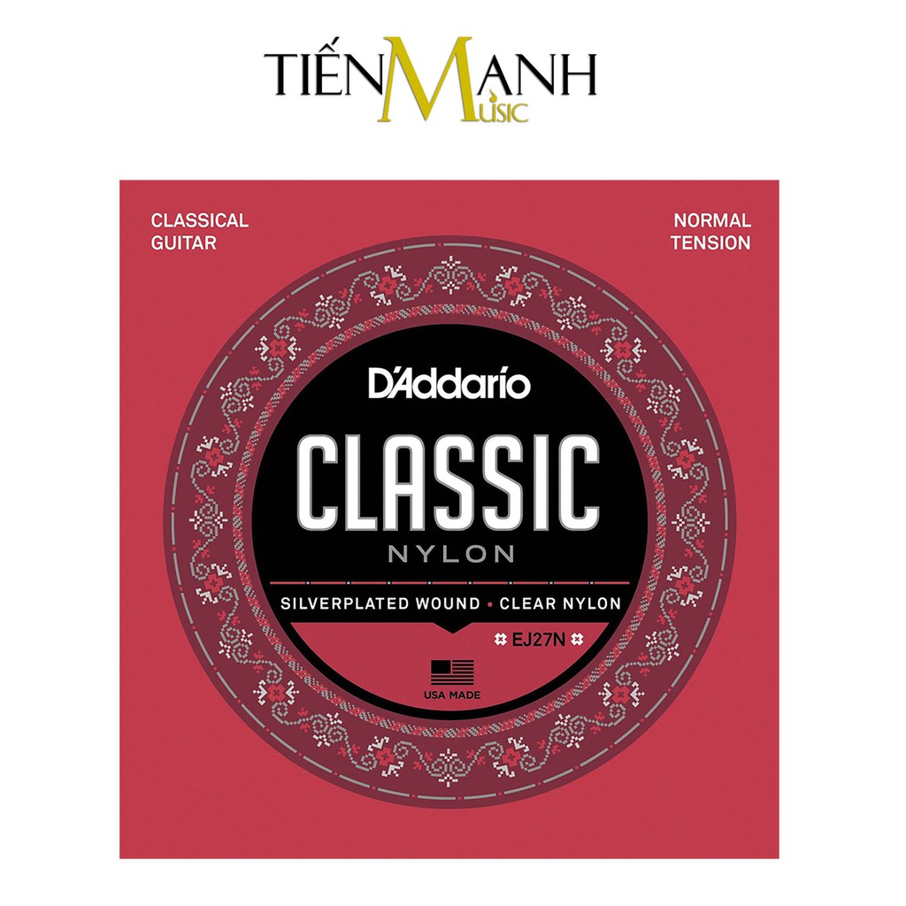 [Mã Giảm 10k] D'Addario EJ27H, EJ27N - Bộ Dây Đàn Classic Guitar Silverplated Wound - Clear Nylon