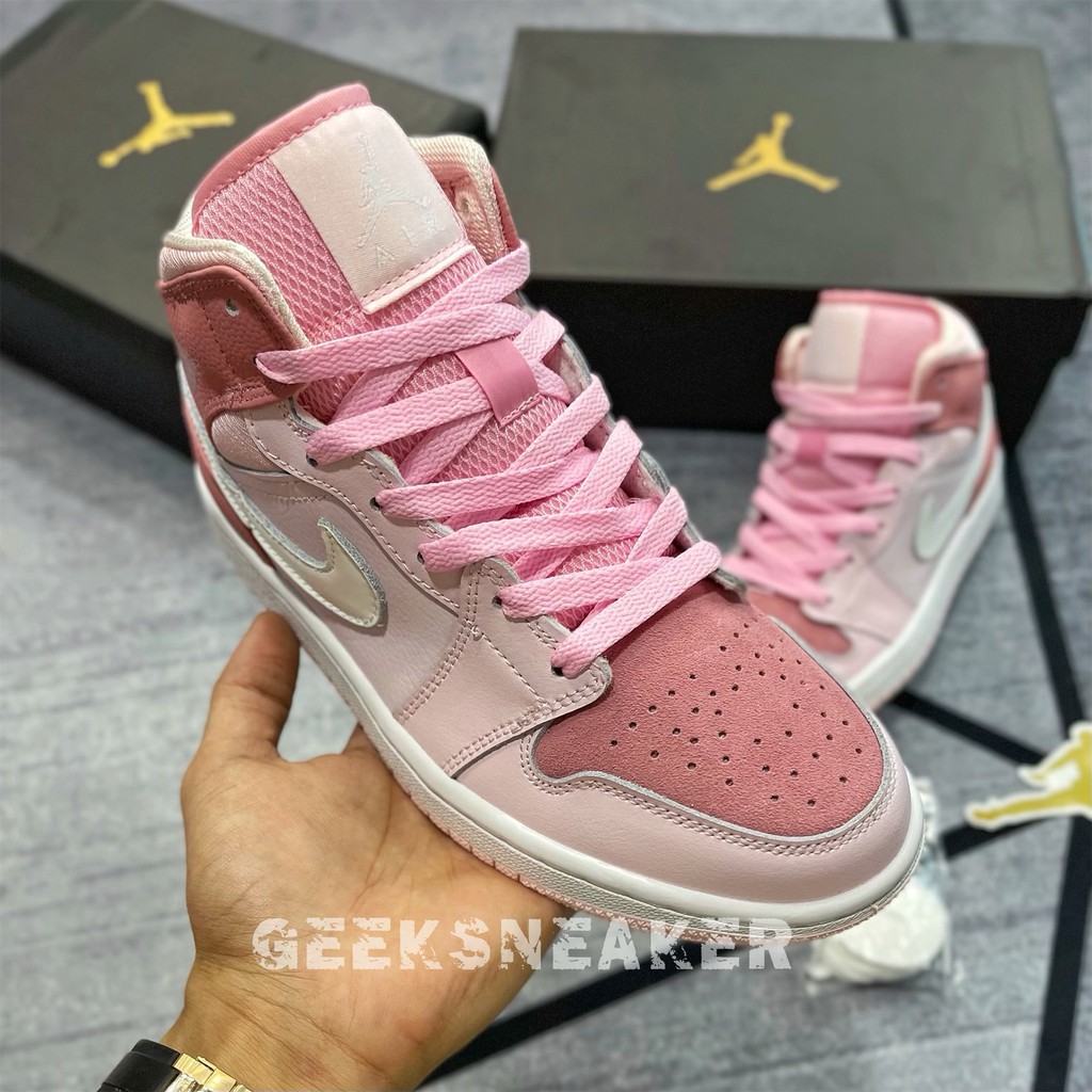 [GeeKSneaker] Giày Sneaker Cổ Cao | Thể Thao - Jordan 1 Mid Digital Pink