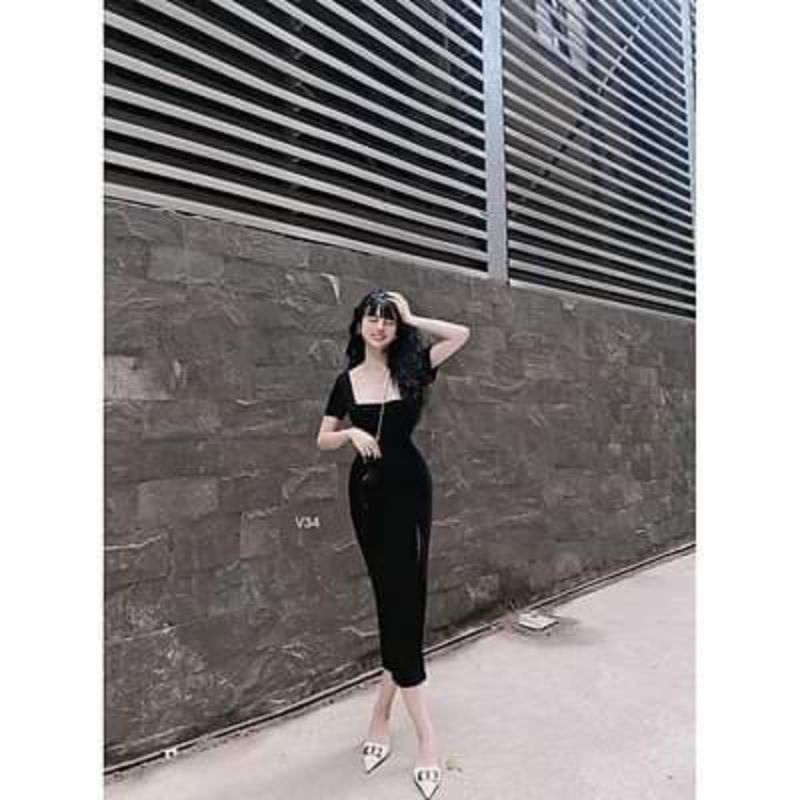 ĐẦM CỔ VUÔNG FOM DÀI XẺ TÀ TÔN DÁNG CÓ BIGSIZE | BigBuy360 - bigbuy360.vn