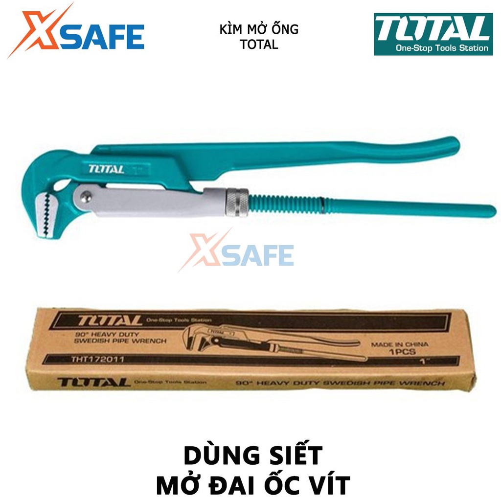 Kìm mở ống TOTAL | mỏ lết 90° quy cách 1 - 2 inch làm từ chất liệu cao cấp, không bị gỉ sét và mài mòn cắt, kẹp