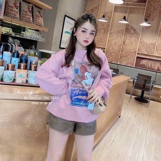 Áo nỉ nữ có mũ thêu MICKEY chất liệu nỉ bông