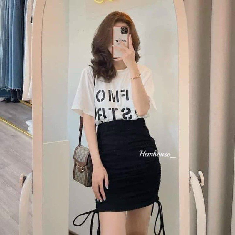 CHÂN VÁY RÚT PHỐI ÁO FOM RỘNG CỰC XINH