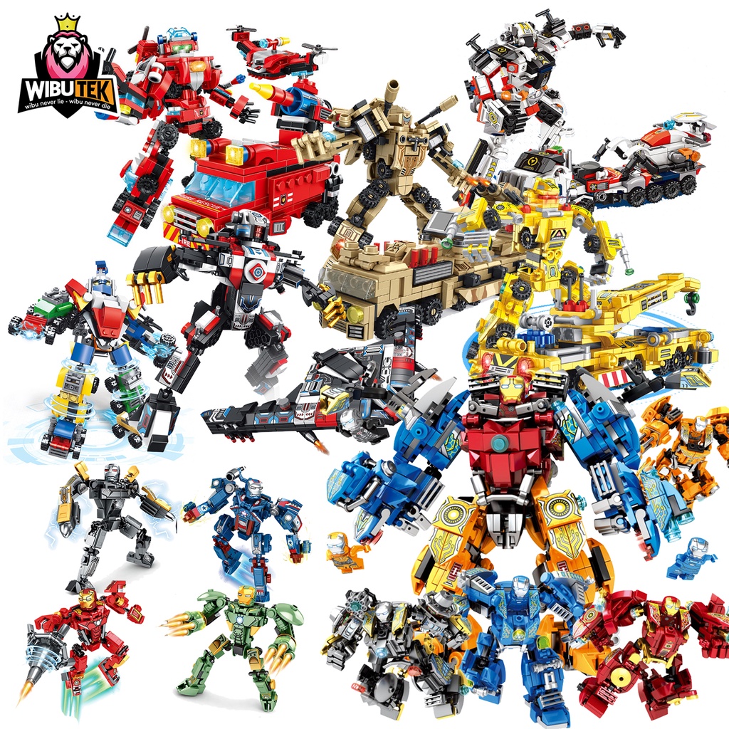 Đồ chơi lego lắp ghép người sắt mô hình người máy robot ô tô máy bay
