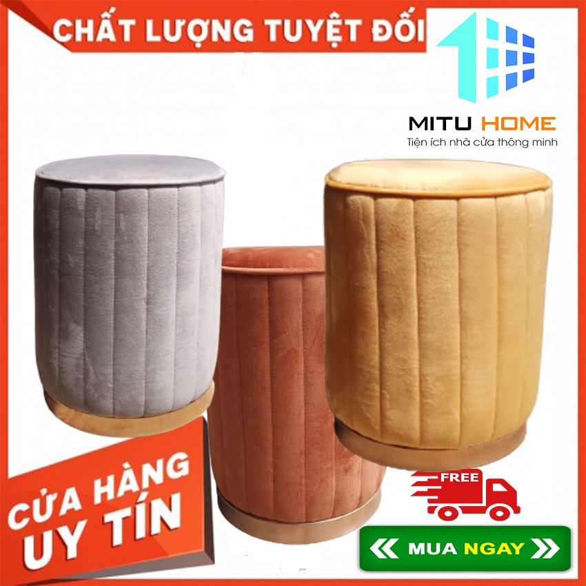 Ghế Đôn Sofa Tròn, Ghế Tròn Trang Điểm MITUHOME phong cách bắc âu để phòng ngủ phòng khách các tiệm nail, spa