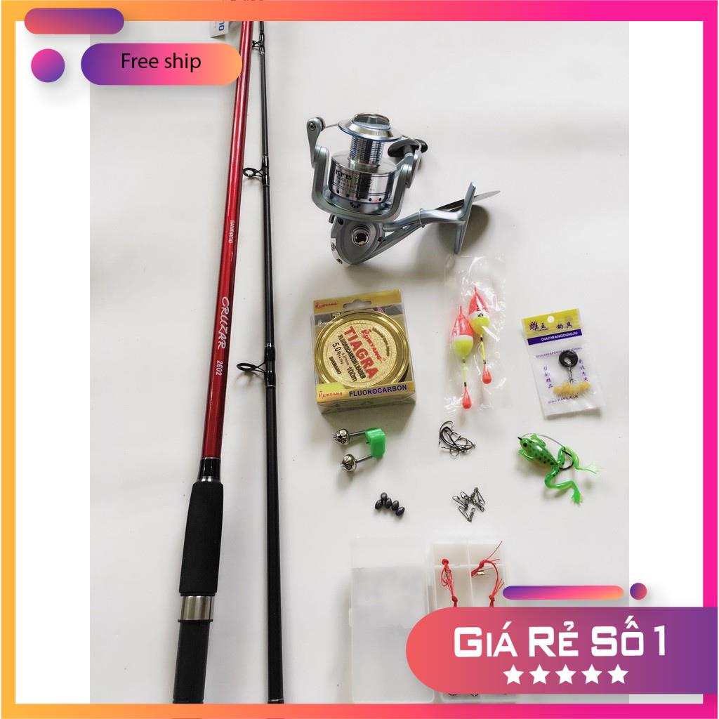 🐠 3 bộ cần câu 2 khúc rỗng 2m1 máy câu cá 6000 kim loại 🐠