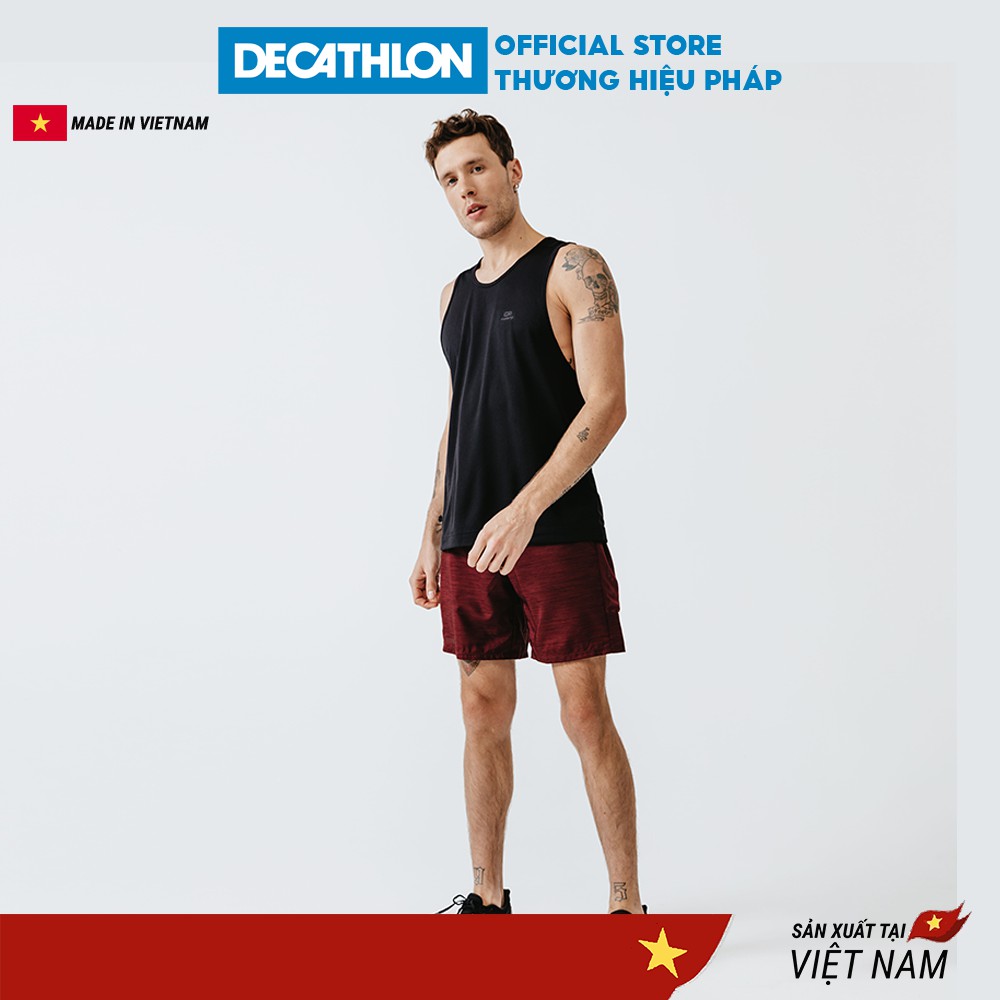 Áo thun thể thao tank top nam run dry DECATHLON chuyên chạy bộ, nhanh khô - đen