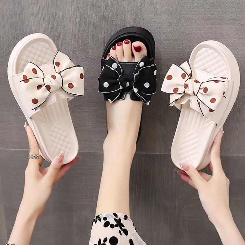 Dép bánh mì đế cao Dép đế xuồng Dép Sandal Đế Xuồng Dày Quai Nơ Chống Trượt Thời Trang Mùa Hè Mới 2022