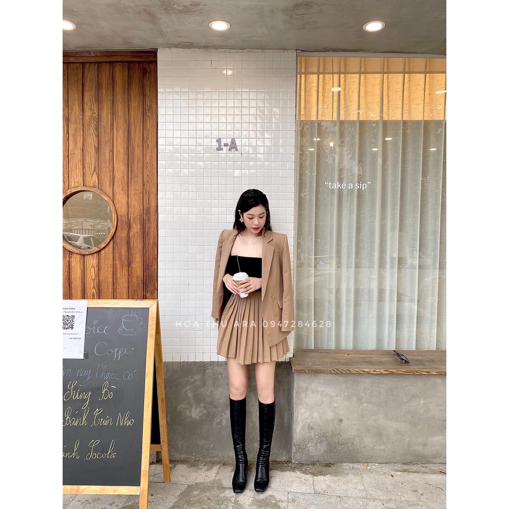 Chân váy xòe xếp li chất đẹp kèm lót quần Ara