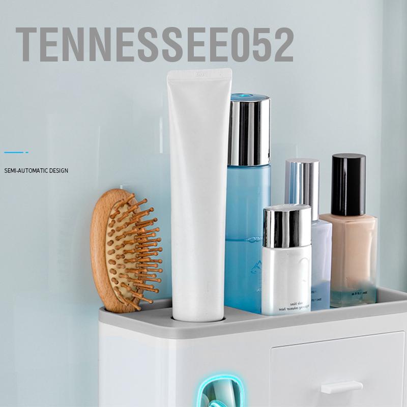 Tennessee052 Giá để bàn chải đánh răng treo tường đa chức năng hấp thụ từ tính lưu trữ trong phòng tắm với ngăn kéo Bộ phân phối kem