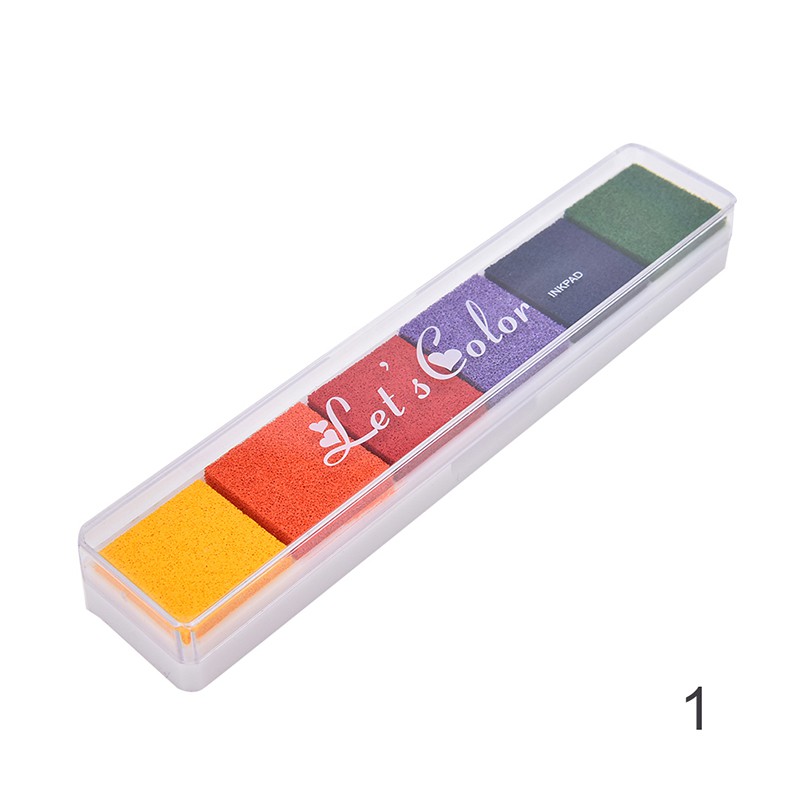 Bộ 6 con dấu lăn ngón tay bằng cao su 6 màu không độc tiện dụng DIY