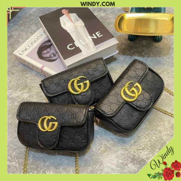 Túi Đeo Chéo Mini dây xích vàng Chất Da Pu cao cấp WINDY.COM