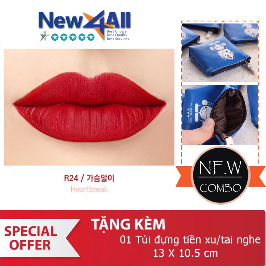 [Red Limited Edition] Agapan R24 Pit A Pat Mattle Lipstick + tặng bóp ví đựng tiền cho bé họa tiết Doreamon