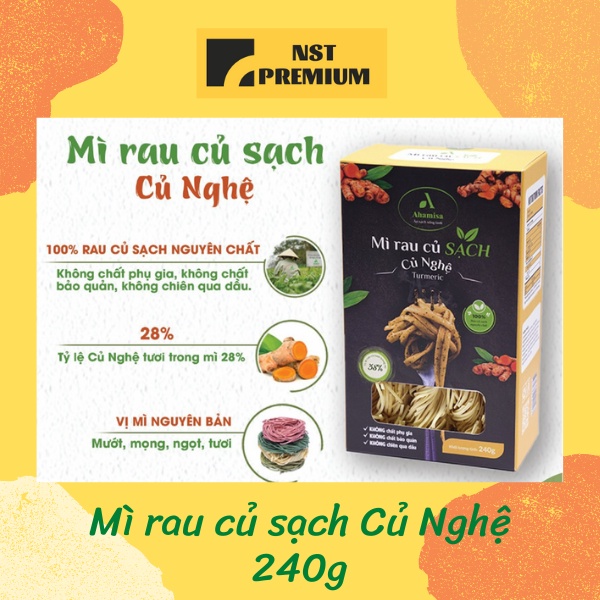 [Rẻ vô địch] Mì Rau Củ Sạch Củ Nghệ 240g Ahamisa