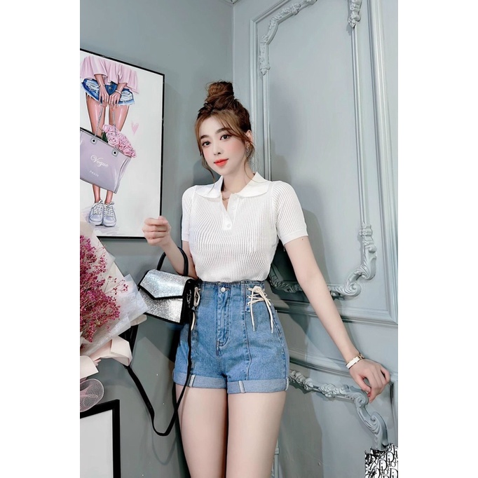 (Mẫu Mới) Áo Cổ Bẻ Có Lỗ HOT Cho Các Chị Em UP Valentina Shop