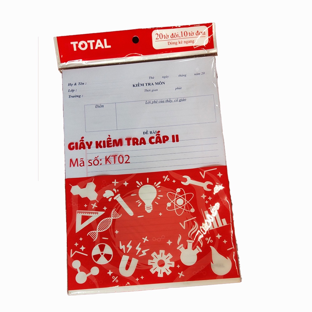 Giấy kiểm tra cấp 2 ( 20 tờ đôi, 10 tờ đơn)