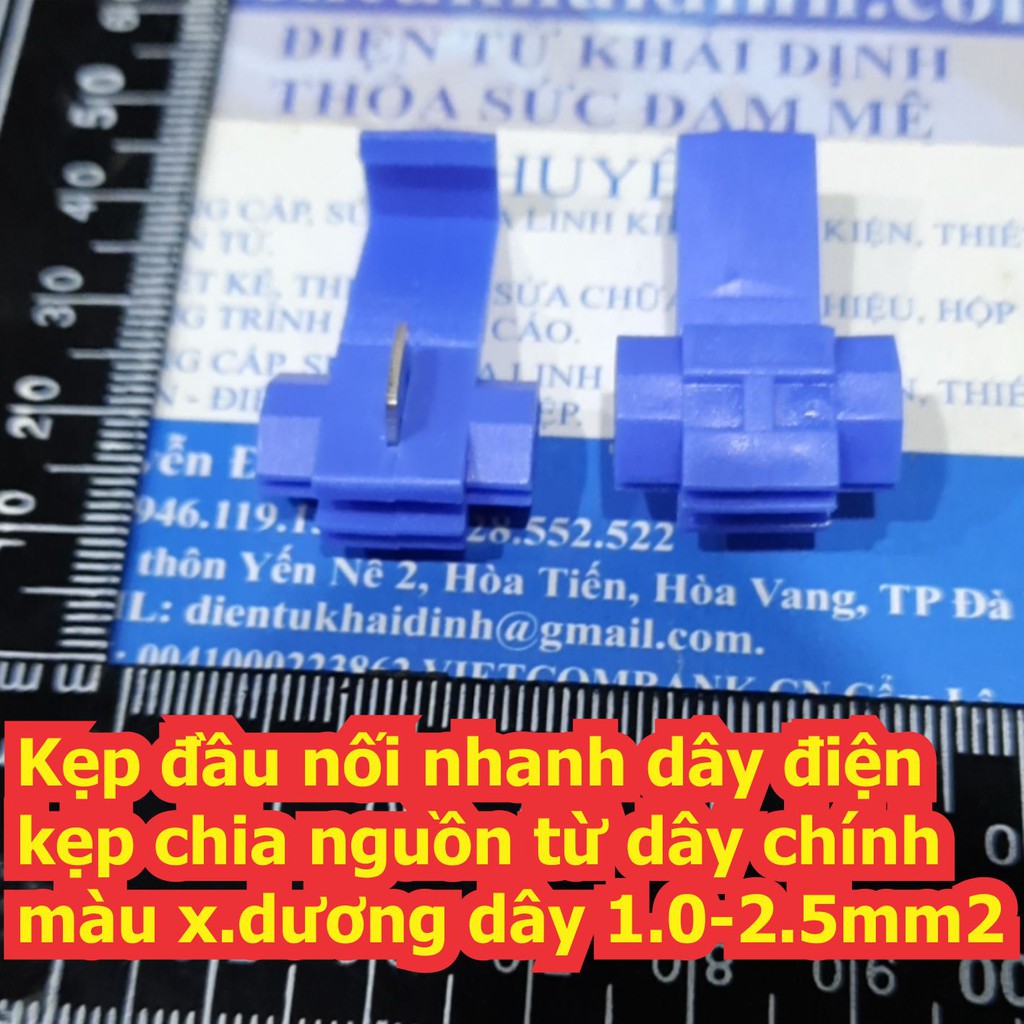 20 cái Kẹp đầu nối nhanh dây điện, kẹp chia nguồn từ dây chính kẹp chữ T màu xanh dương dây 1.0-2.5mm2 kde7047