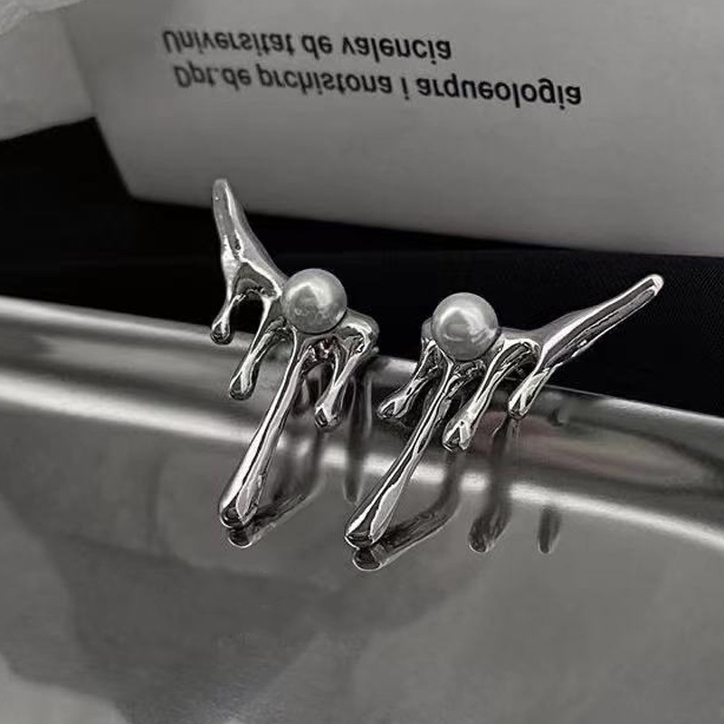 Khuyên Tai Kim Loại Đính Hạt Ngọc Trai Hình Giọt Nước 19A1221