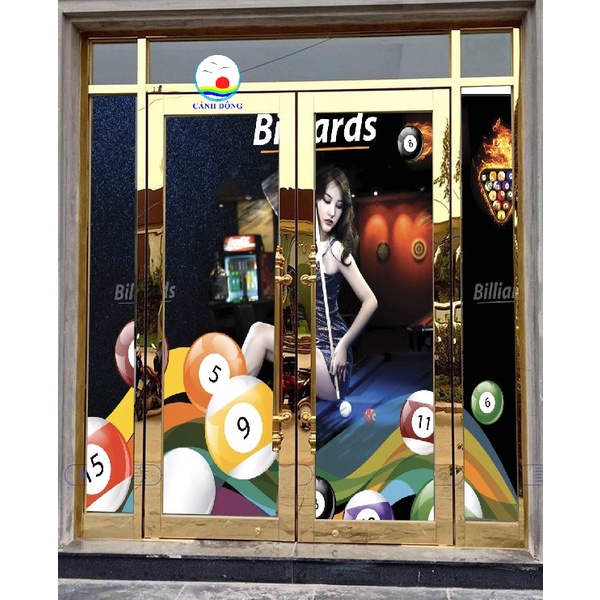 Decal dán kính trang trí quán bida Billiards Decal dán tường , kính, gỗ - in theo size yêu cầu trên nhiều chất liệu