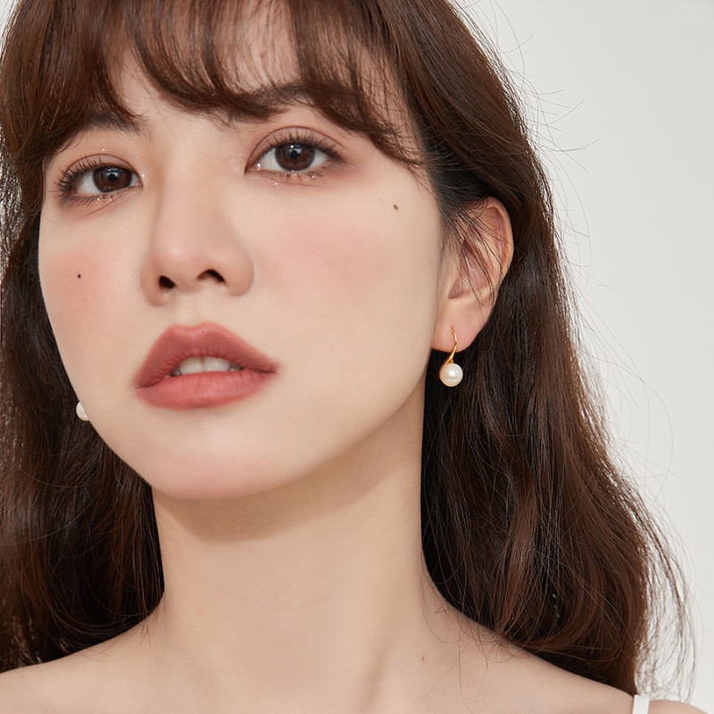 Khuyên Tai Đính Ngọc Trai Đơn Giản Chất Lượng Cao Phong Cách Pháp Dễ Phối Đồ Thời Trang Cho Nữ