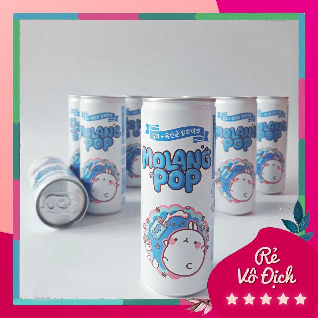 [ TỐT CHO HỆ TIÊU HOÁ ] 01 Lon 250ml Nước Soda Sữa Lợi Khuẩn Molang POP Hàn Quốc (Date:04/2021)