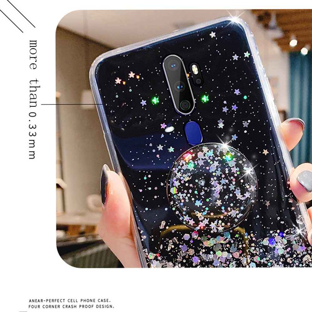 Ốp Lưng Silicone Trong Suốt Có Giá Đỡ Hình Kim Cương Lấp Lánh Cho Oppo A5 2020 A9 2020 A73 A53 A31 A93 A52 A72 A92 A7 A5S A12 Z 4f 4  4 Pro  4z