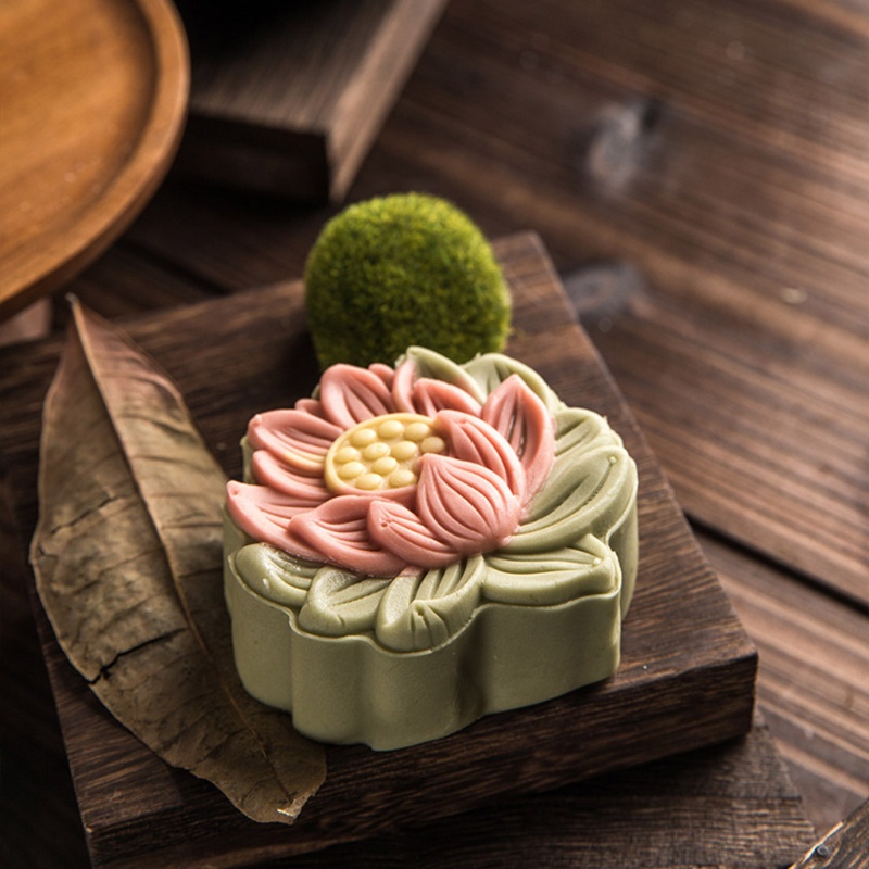 Khuôn Nhựa Làm Bánh Trung Thu Hình Hoa Sen 3d 125 / 150g